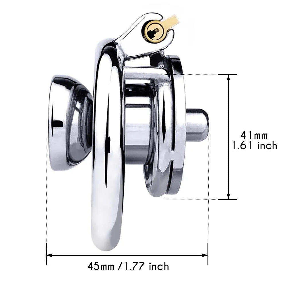 Flat Inverted Chastity Cage with Small Dildo