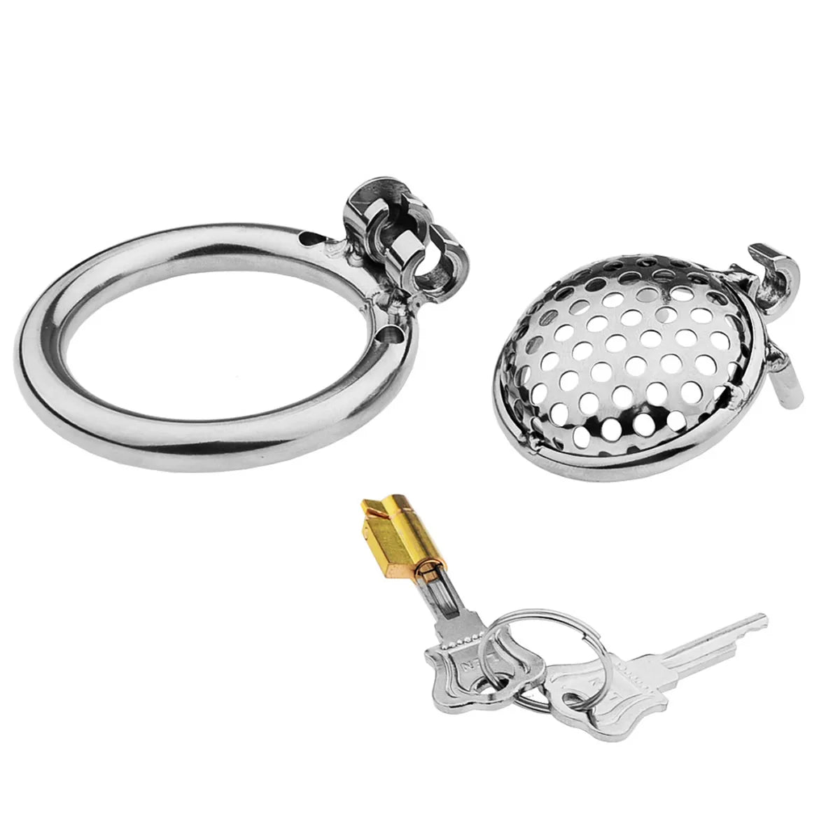 Male Metal Chastity cage Flat Breathable Round Hole Chastity Device Sissy Sex Toys BDSM