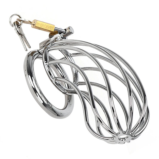 Metal Chastity Cage Breathable Stainless Steel Penis Sleeve with Lock