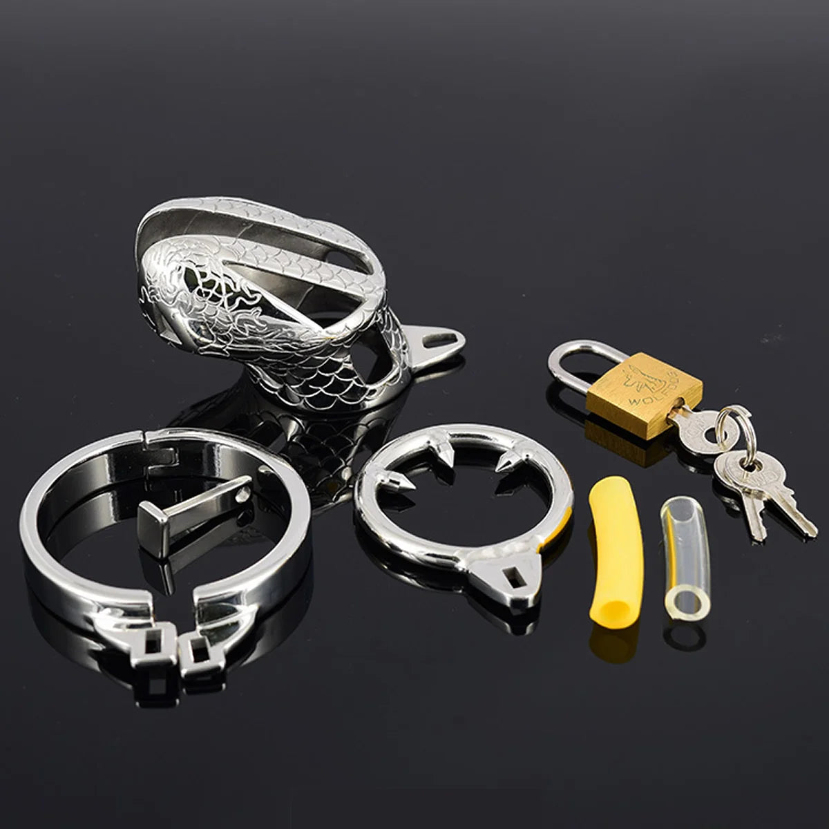 Stainless Steel Dragon Cock Cage Metal Male Chastity Device with Spikes