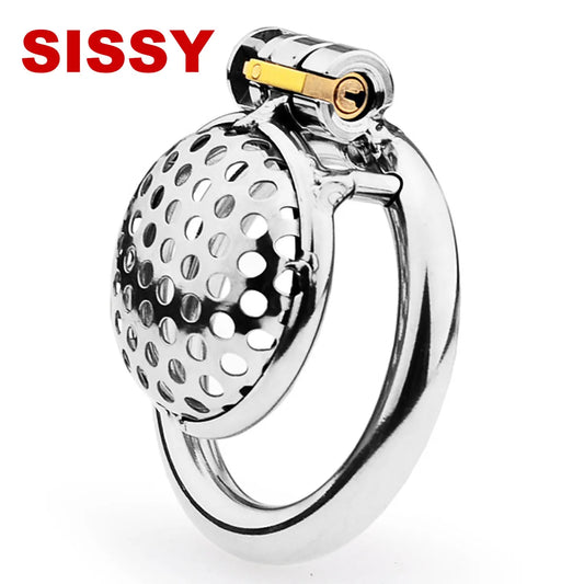 Male Metal Chastity cage Flat Breathable Round Hole Chastity Device Sissy Sex Toys BDSM