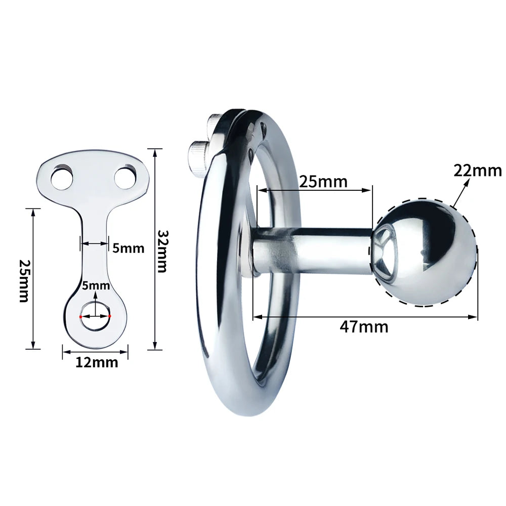 Super Mini Inverted Cock Cage with Removable Metal Bar/ Solid Ball/ Silicone Urinal Tube