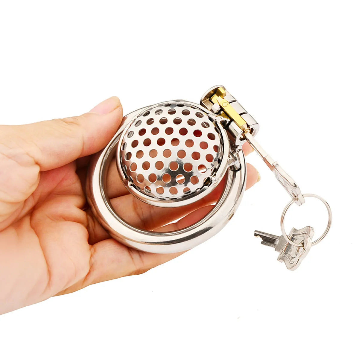 Male Metal Chastity cage Flat Breathable Round Hole Chastity Device Sissy Sex Toys BDSM