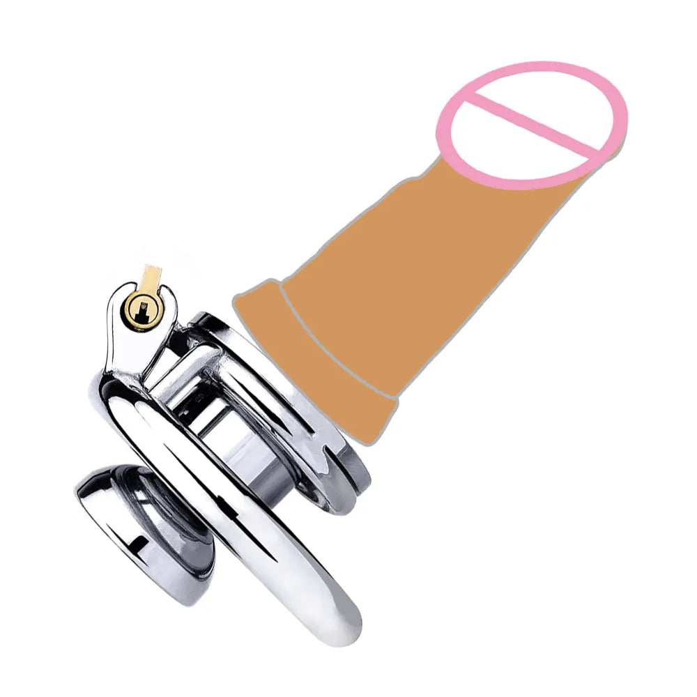 Flat Inverted Chastity Cage with Large Dildo