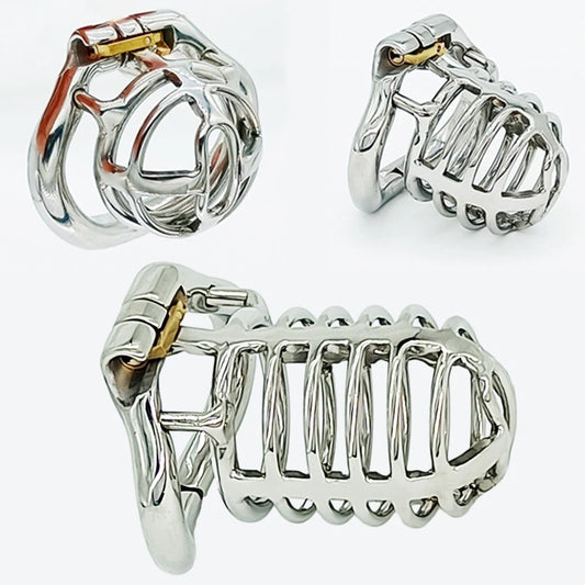 Metal Chastity Cage with Arc Penis Ring