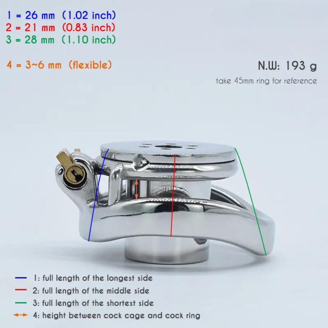 Inverted Chastity Cage with Strap and Metal Catheter