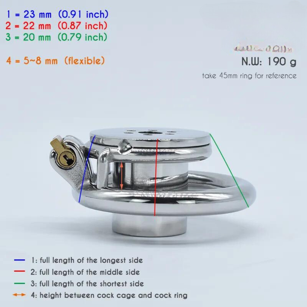 Inverted Chastity Cage with Strap and Metal Catheter