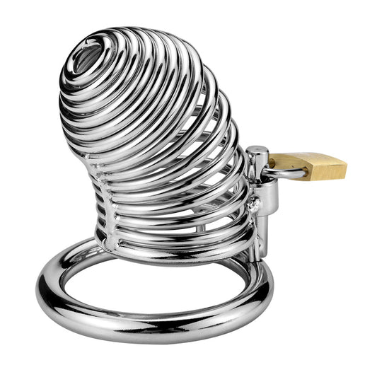 Men's Metal Spiral Chastity Cage - Lock Stainless Steel - Metal Chastity Cage