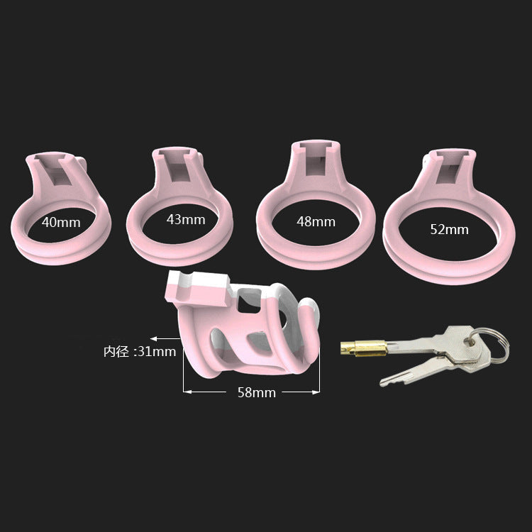 Pink&White breathable plastic chastity cage