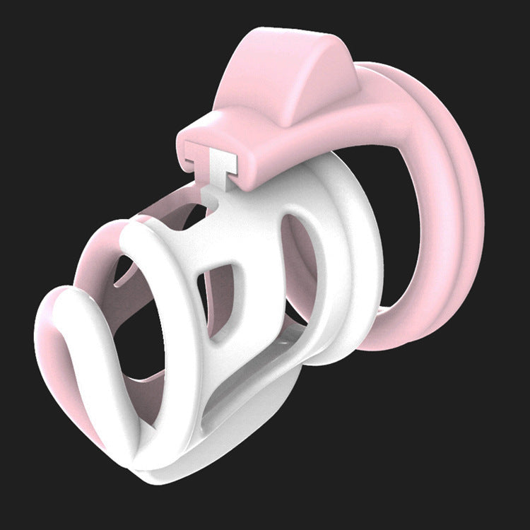 Pink&White breathable plastic chastity cage