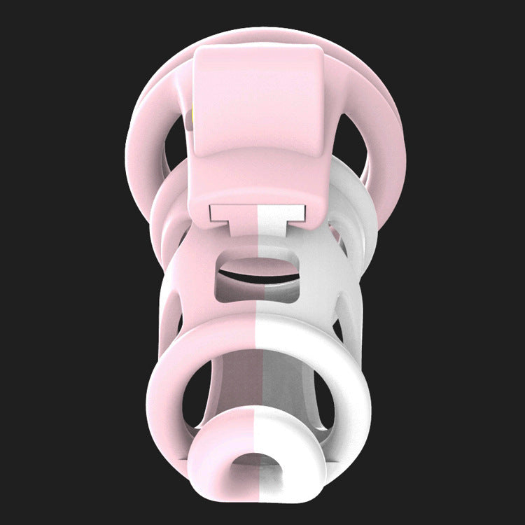 Pink&White breathable plastic chastity cage