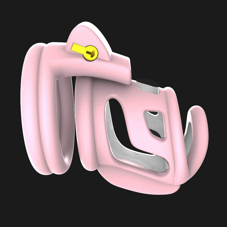 Pink&White breathable plastic chastity cage