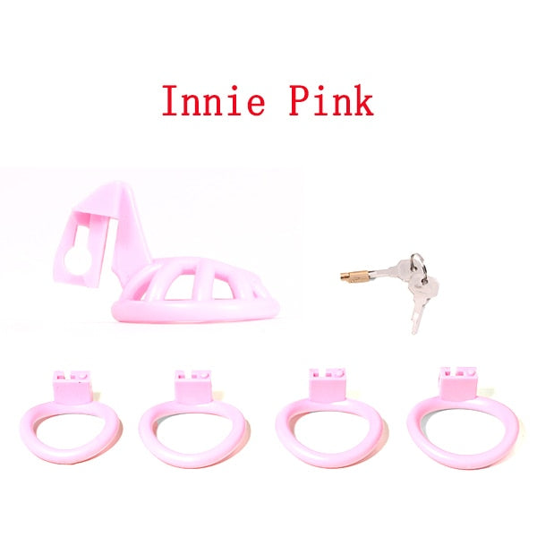 Super Small Penis Ring Sissy Inverted Chastity Cage, With 4 Base Ring