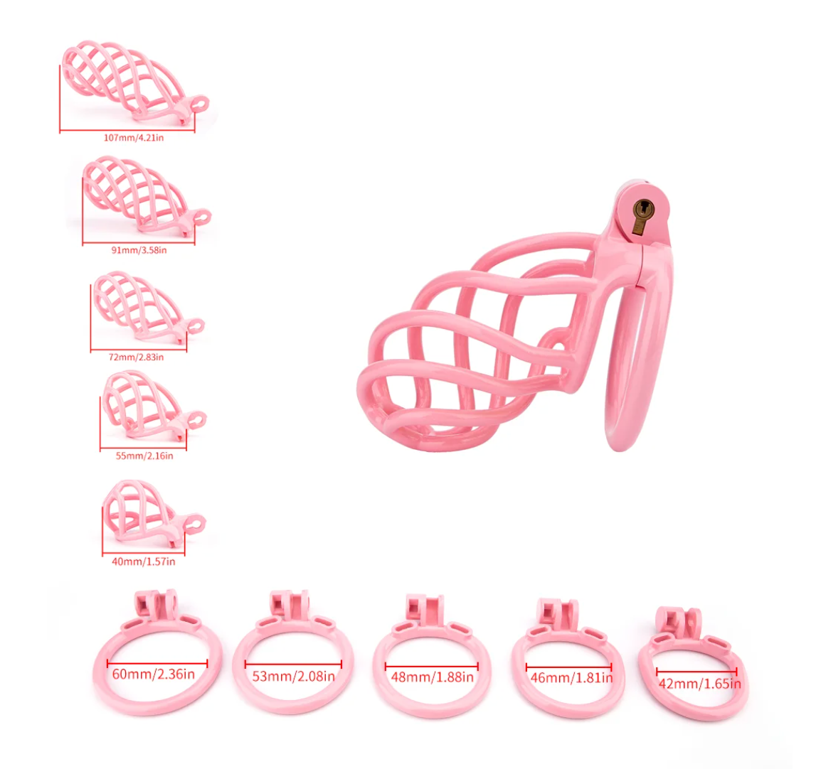 lightweight 3D printed Pink chastity cage with hollow design