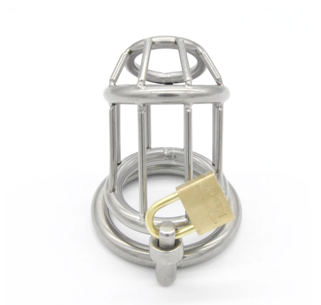 Stainless Steel Metal Cock Cage with Padlock