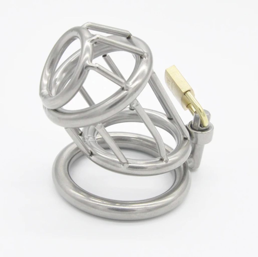 Stainless Steel Metal Cock Cage with Padlock