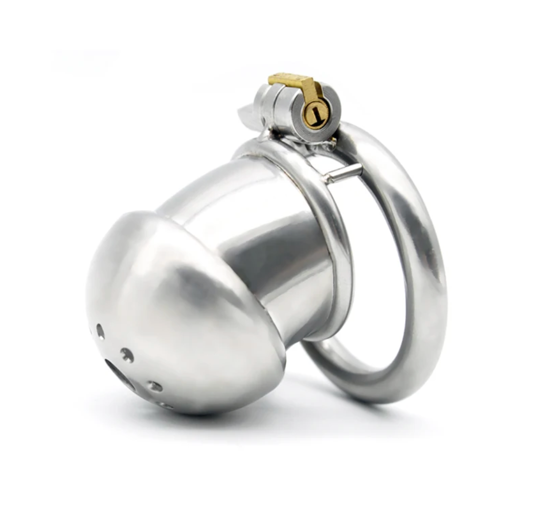 304 Stainless Steel Small Matte Metal Chastity Cage with Silicone Tube