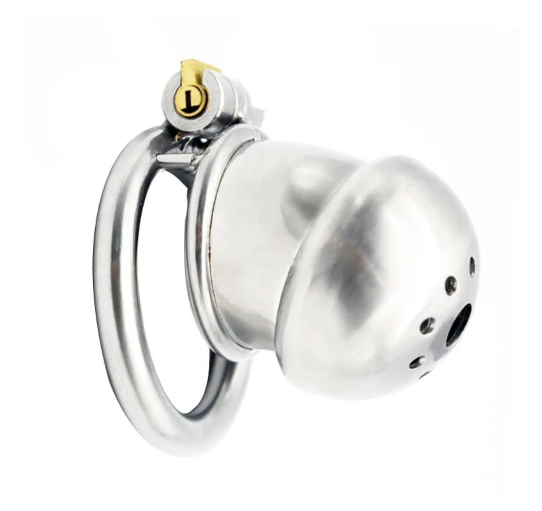 304 Stainless Steel Small Matte Metal Chastity Cage with Silicone Tube