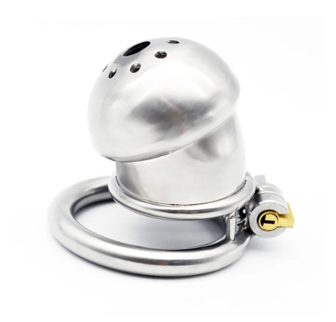 304 Stainless Steel Small Matte Metal Chastity Cage with Silicone Tube