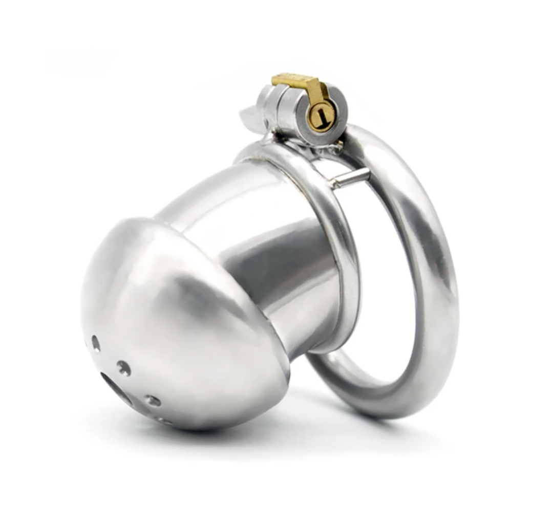 304 Stainless Steel Small Matte Metal Chastity Cage with Silicone Tube