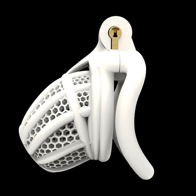 2023 Jurassic 3D Printed Breathable Male Cock Cage with 2 Penis Ring Options -Inverted Chastity