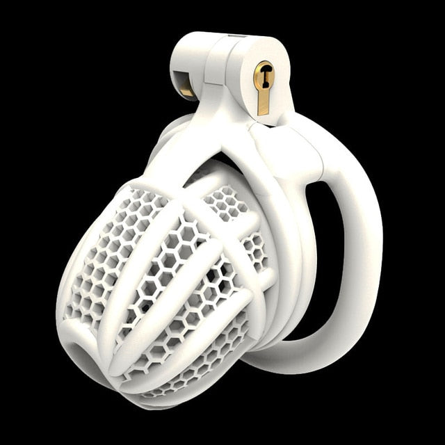 2023 Jurassic 3D Printed Breathable Male Cock Cage with 2 Penis Ring Options -Inverted Chastity