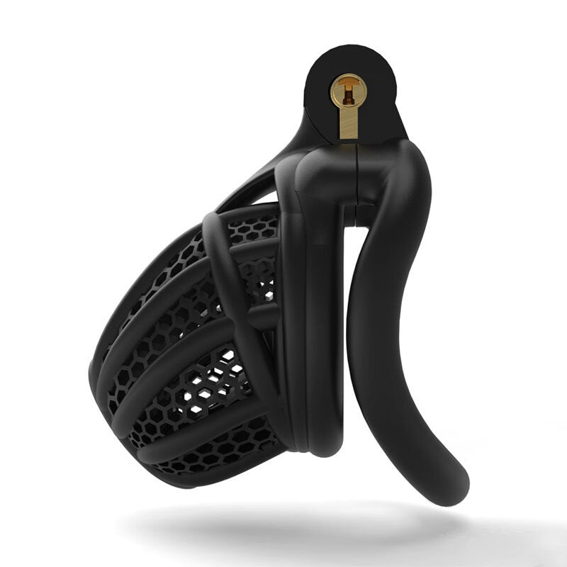 2023 Jurassic 3D Printed Breathable Male Cock Cage with 2 Penis Ring Options -Inverted Chastity