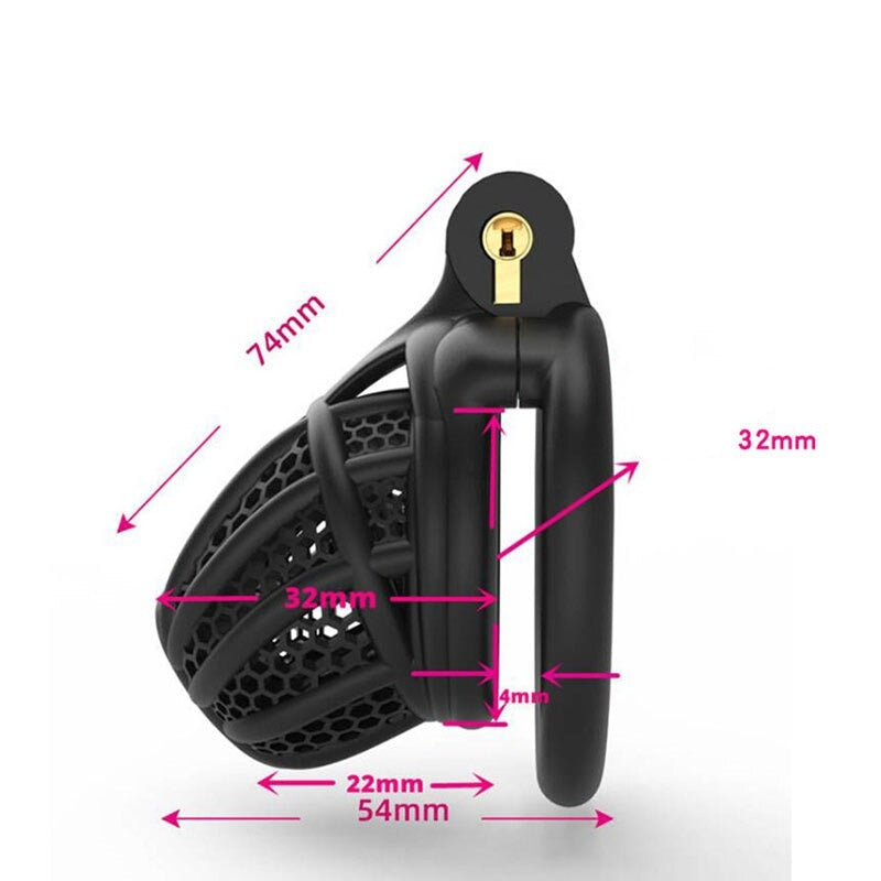 2023 Jurassic 3D Printed Breathable Male Cock Cage with 2 Penis Ring Options -Inverted Chastity