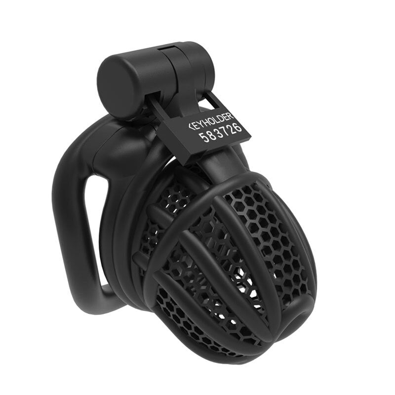 2023 Jurassic 3D Printed Breathable Male Cock Cage with 2 Penis Ring Options -Inverted Chastity