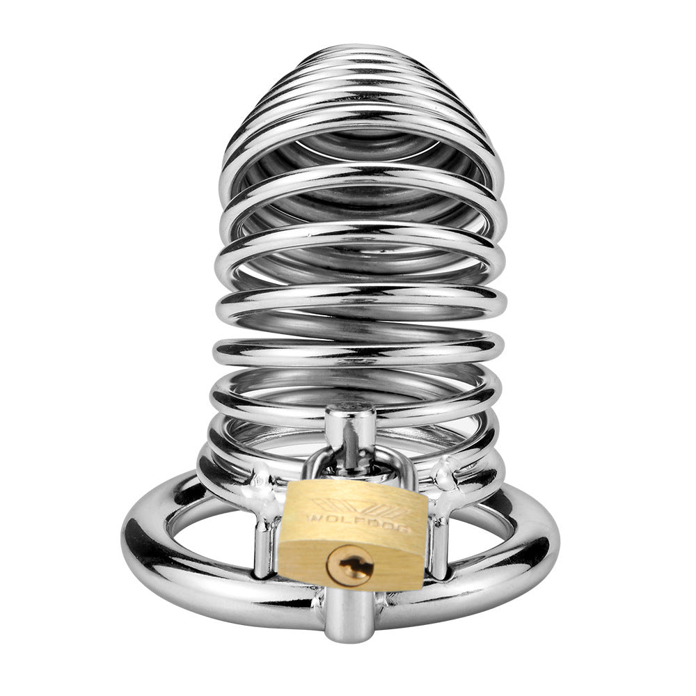 Men's Metal Spiral Chastity Cage - Lock Stainless Steel - Metal Chastity Cage