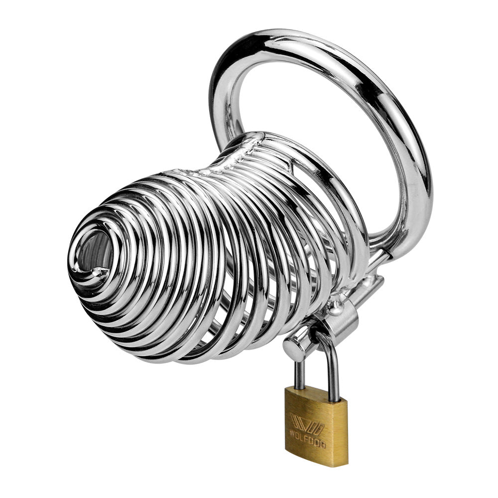 Men's Metal Spiral Chastity Cage - Lock Stainless Steel - Metal Chastity Cage