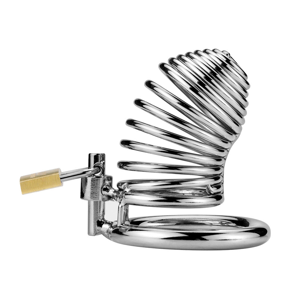 Men's Metal Spiral Chastity Cage - Lock Stainless Steel - Metal Chastity Cage