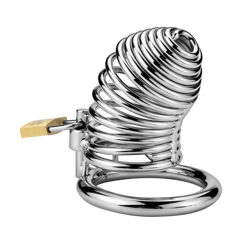 Men's Metal Spiral Chastity Cage - Lock Stainless Steel - Metal Chastity Cage