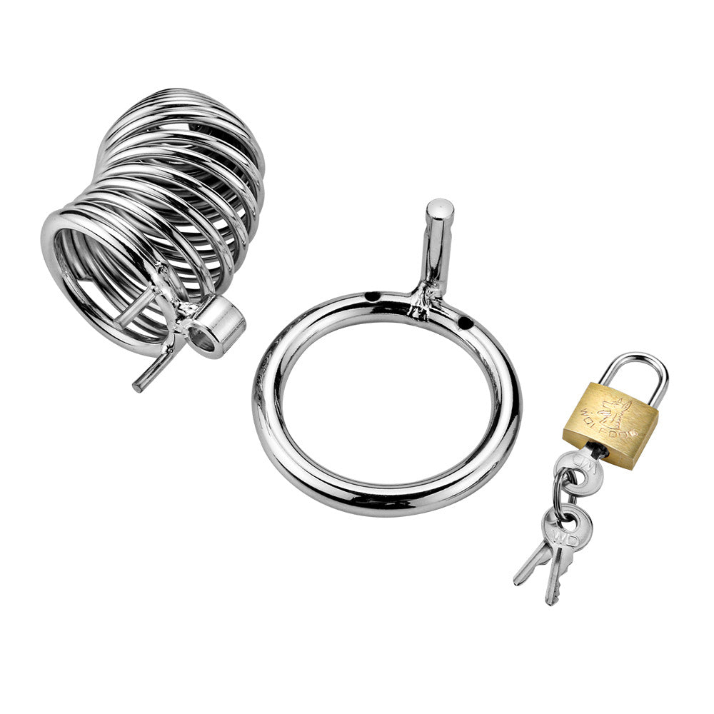 Men's Metal Spiral Chastity Cage - Lock Stainless Steel - Metal Chastity Cage