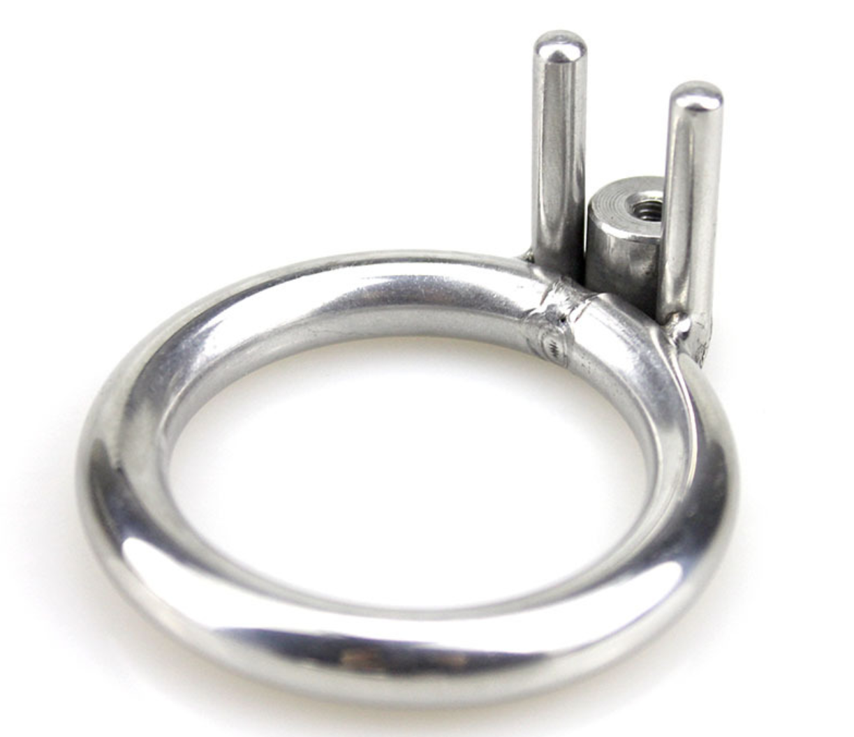 Tablet Metal Chastity Cage featuring a Built-in Tube