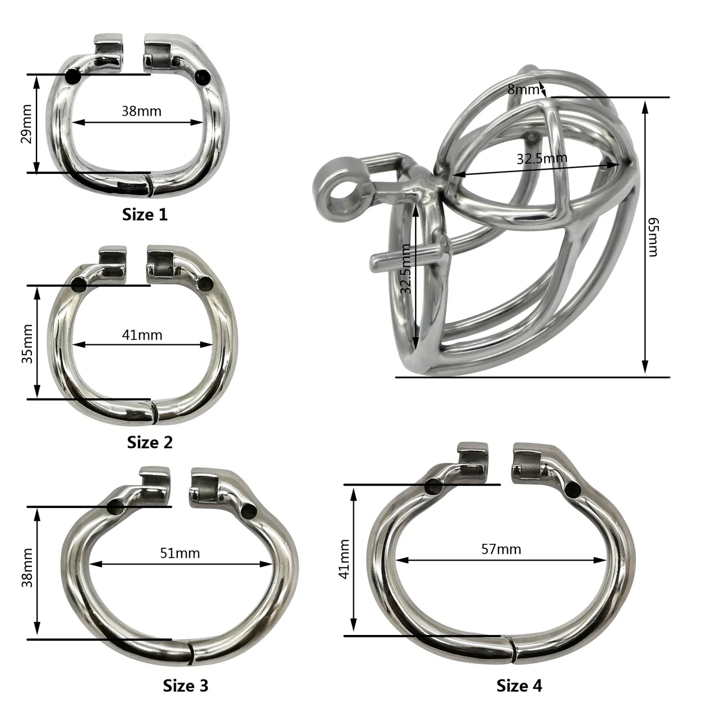 Reverse Design 304 Stainless Steel Chastity Cage For Men