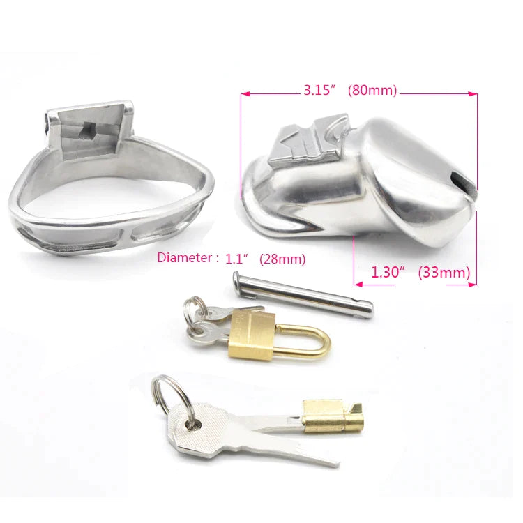 Metal Chastity Cage 316L Stainless Steel Small Penis Cage with Wide Ring