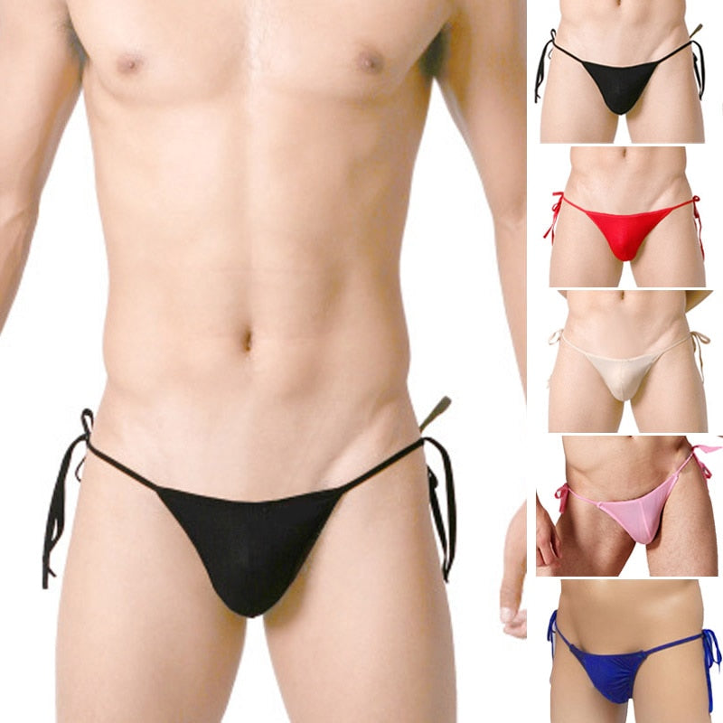 Alluring G-Strings Panty for Men: Sleek Ice Silk Thongs, Breathable T-back Design, Sexy Sissy Jockstrap with Penile Pouch for Gay Men