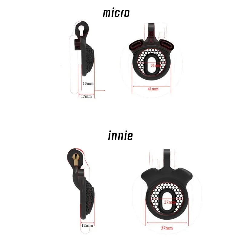 Inverted Negative Chastity Cage with Plugs in Micro Size