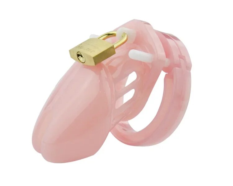 Pink/Black/Transparent Chastity Cage with 5 Size Rings