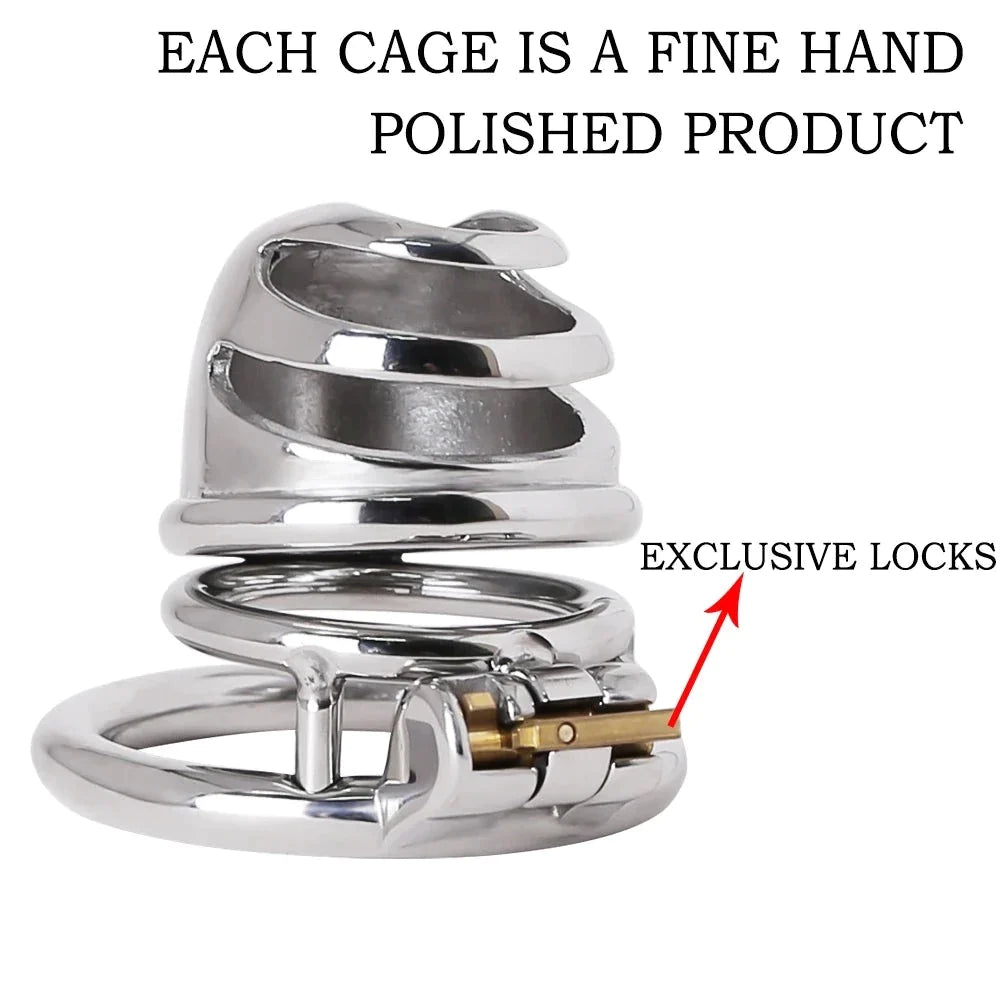 Small Metal Chastity Cage Hand Polished Steel Cock Cage