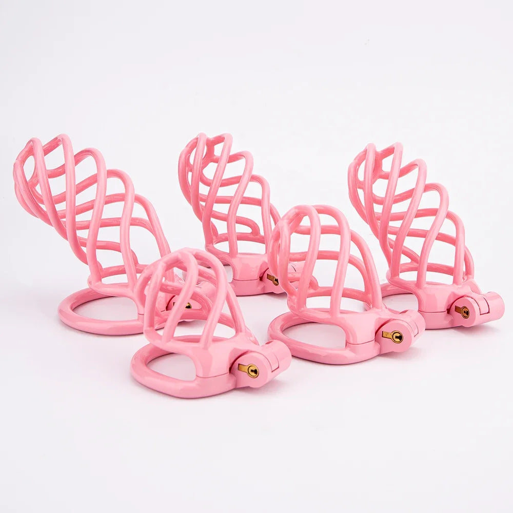 lightweight 3D printed Pink chastity cage with hollow design