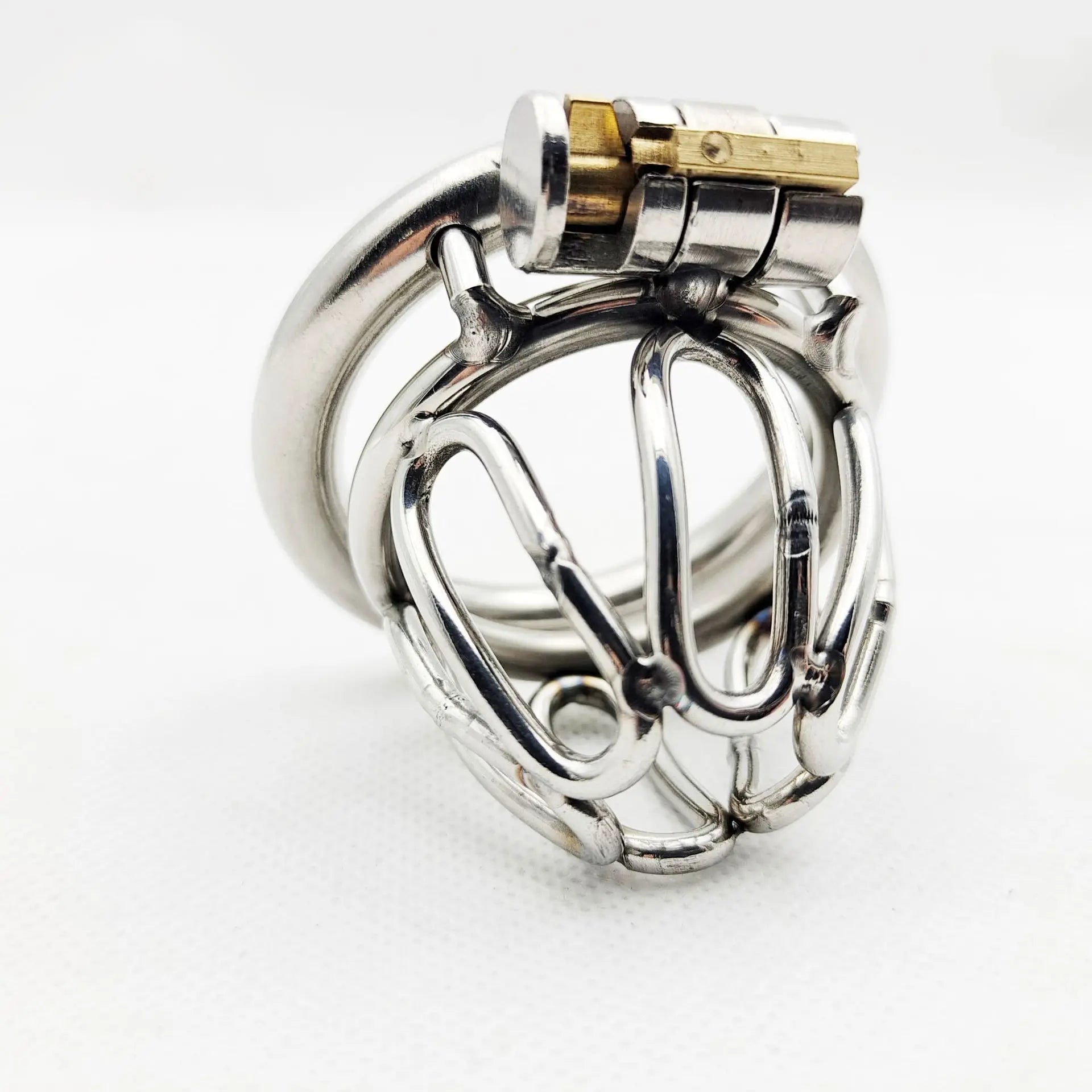 Small Stainless Steel Male Chastity Device Breathable Short Metal Cock ...