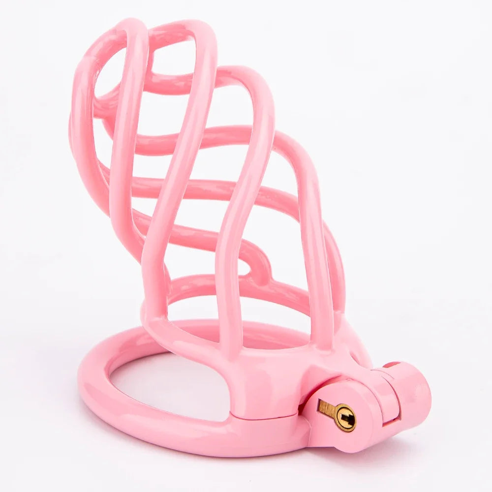 lightweight 3D printed Pink chastity cage with hollow design