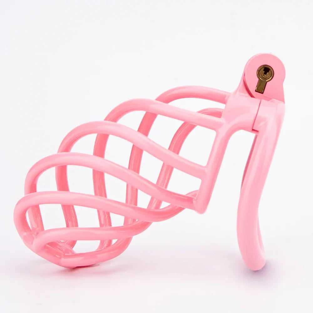 lightweight 3D printed Pink chastity cage with hollow design