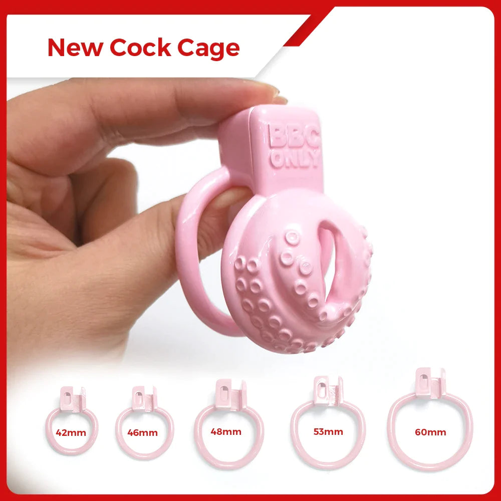 Octopus Pussy Vagina Chastity Cage with Stealth Lock Ring