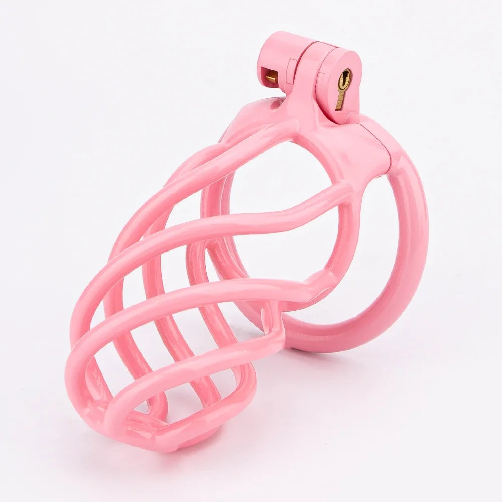 lightweight 3D printed Pink chastity cage with hollow design