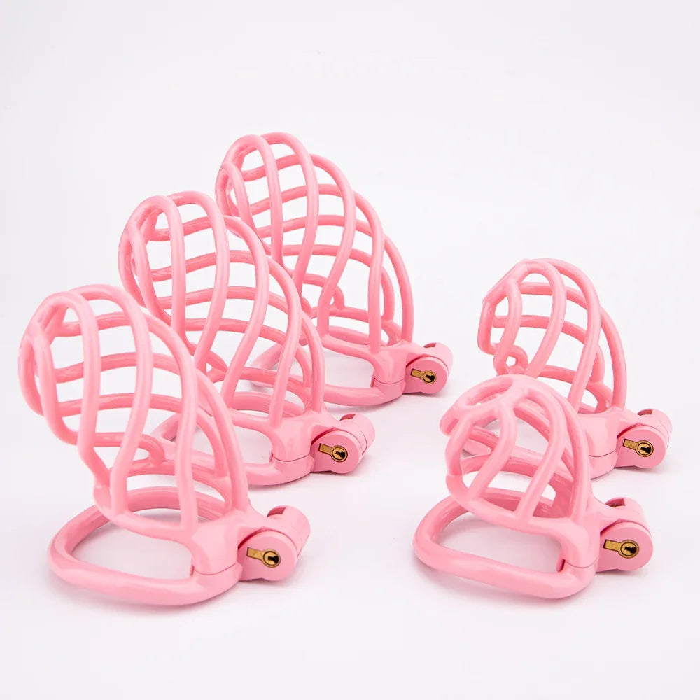 lightweight 3D printed Pink chastity cage with hollow design