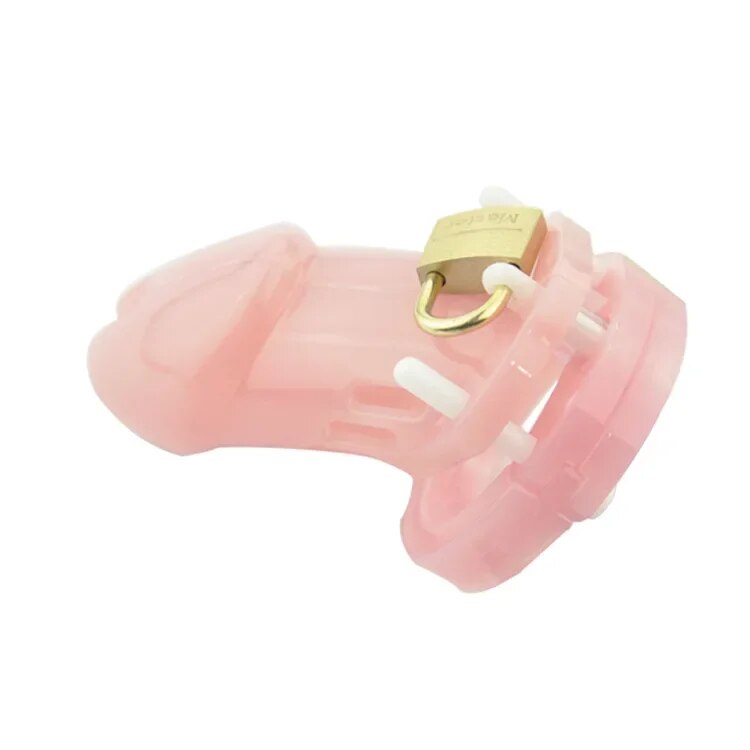 Pink/Black/Transparent Chastity Cage with 5 Size Rings