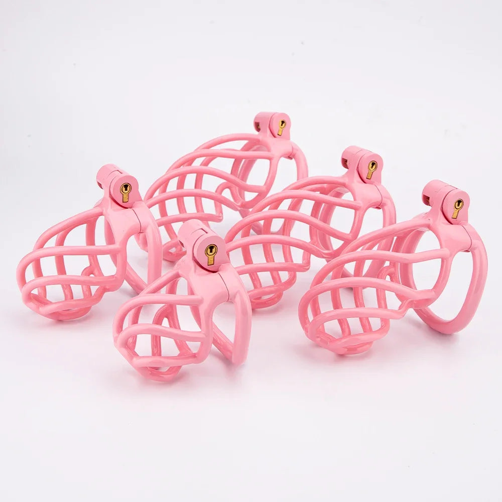 lightweight 3D printed Pink chastity cage with hollow design